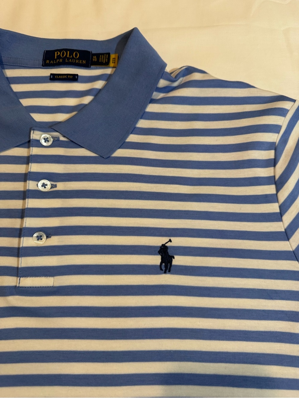 Ralph Lauren Blue and White Striped Polo Shirt - Picture 3 of 4